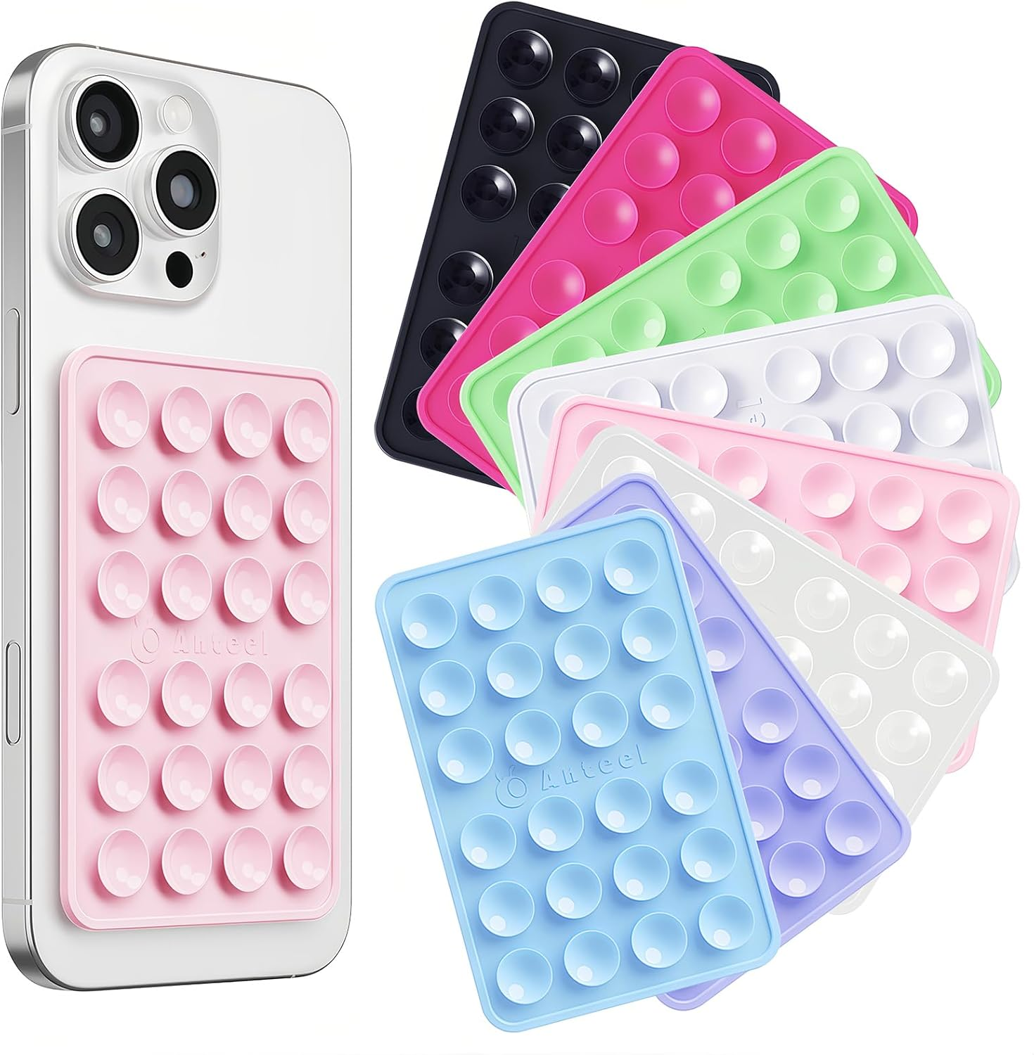 8 Pack Silicone Suction Phone Case Mount - Enhanced Adhesive Grip with Upgraded Thickened Sticky Pad for Hands-Free Use