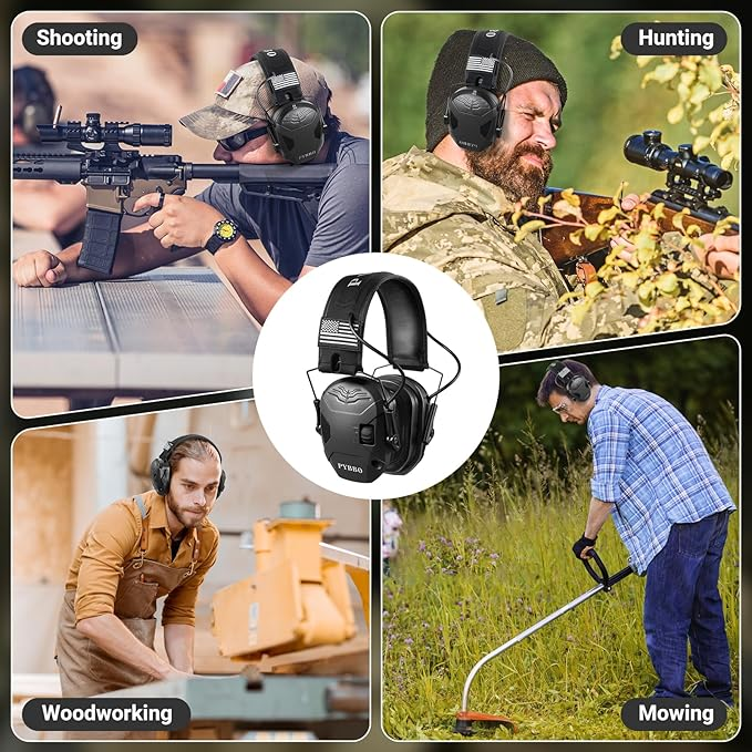 Shooting Ear Protection with Gel Ear Pads - NRR 23dB Active Noise Reduction & 3X Sound Amplification Gun Range Earmuffs