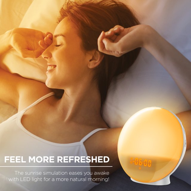 Sunrise Simulation Wake-Up Lamp and Clock - Natural Light Alarm Clock for Gentle Morning Wake Up and Better Sleep