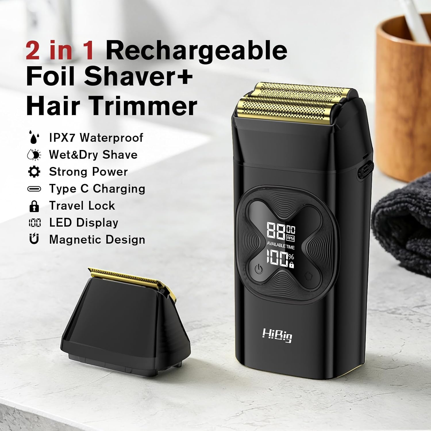 HiBig Double Foil Shaver 2-in-1 Electric Razor