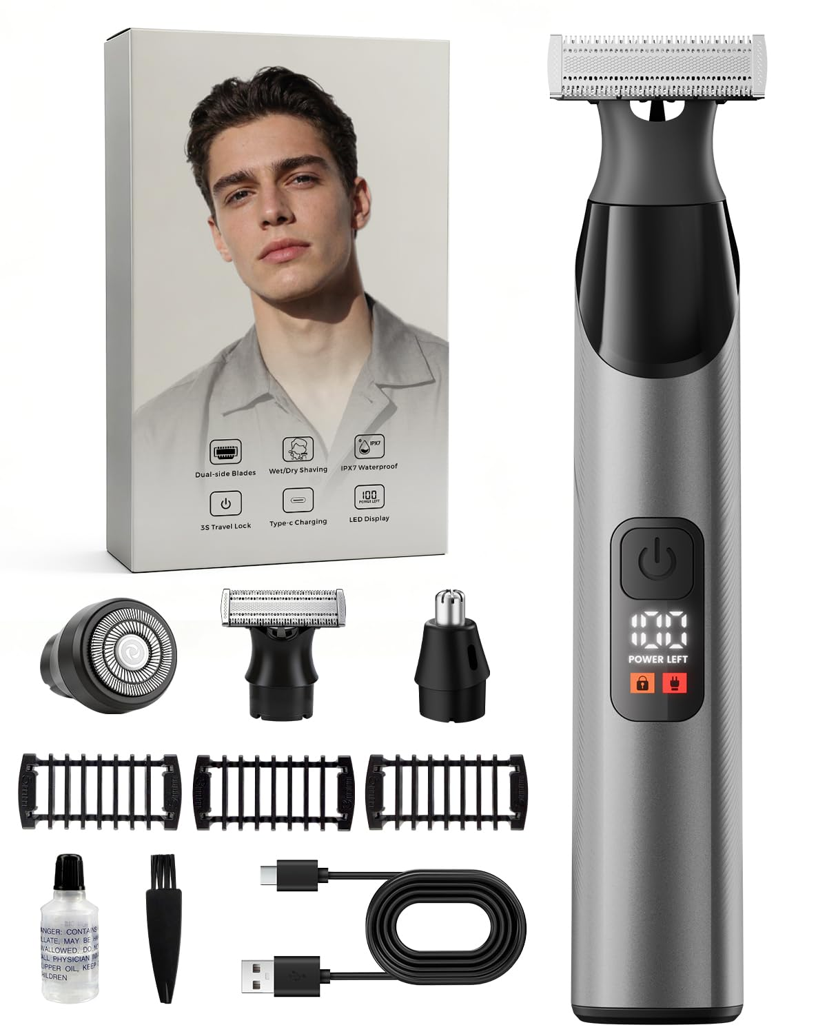Body Hair Trimmer for Men IPX7