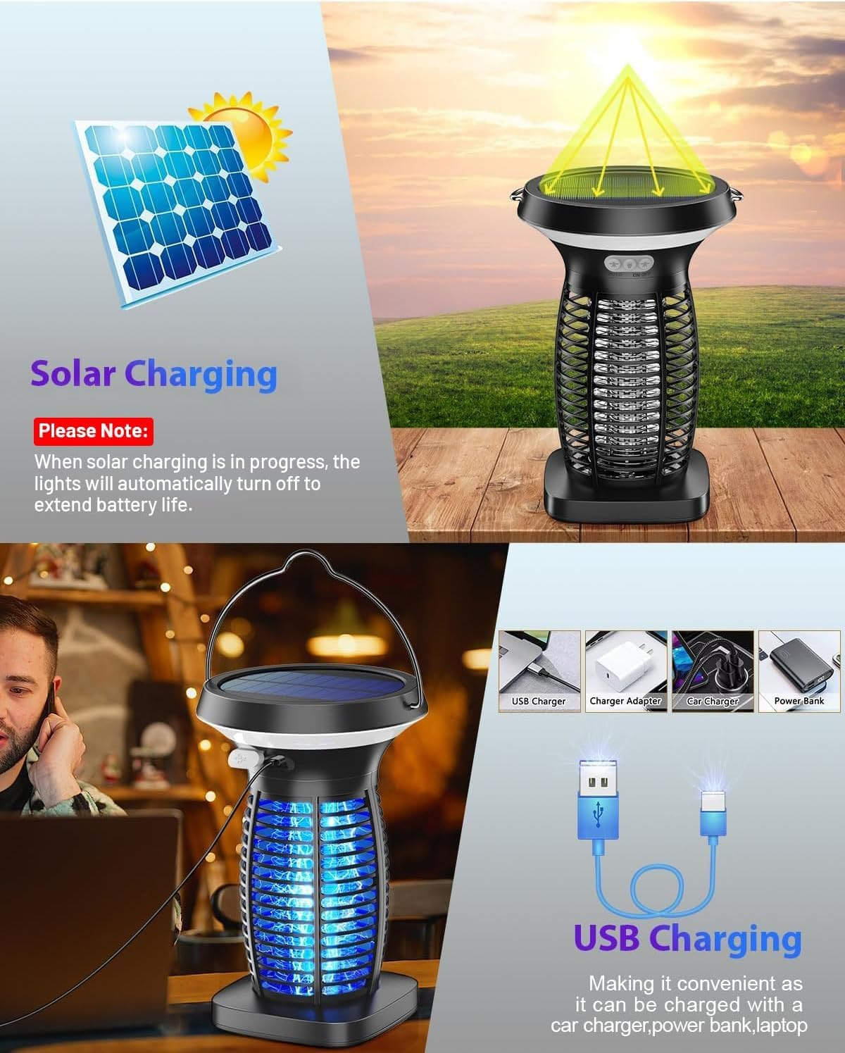 Solar Bug Zapper Outdoor Waterproof