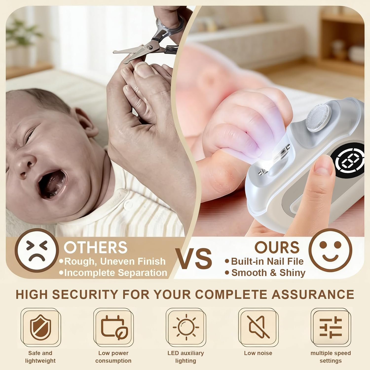 Electric Nail Clipper 4-in-1 Baby Adult LED Trimmer