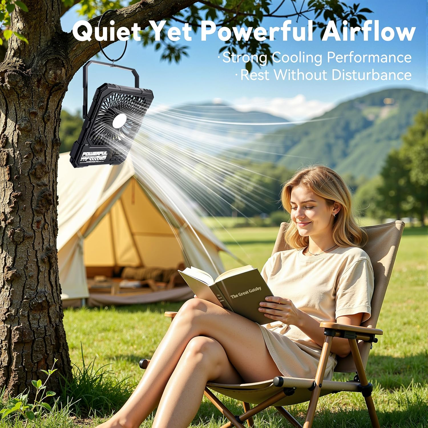 Portable Camping Fan 20000mAh Foldable LED Power Bank