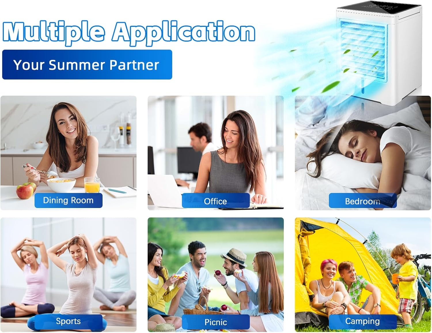 Portable Evaporative Air Cooler USB Mini Fan 3 Speeds