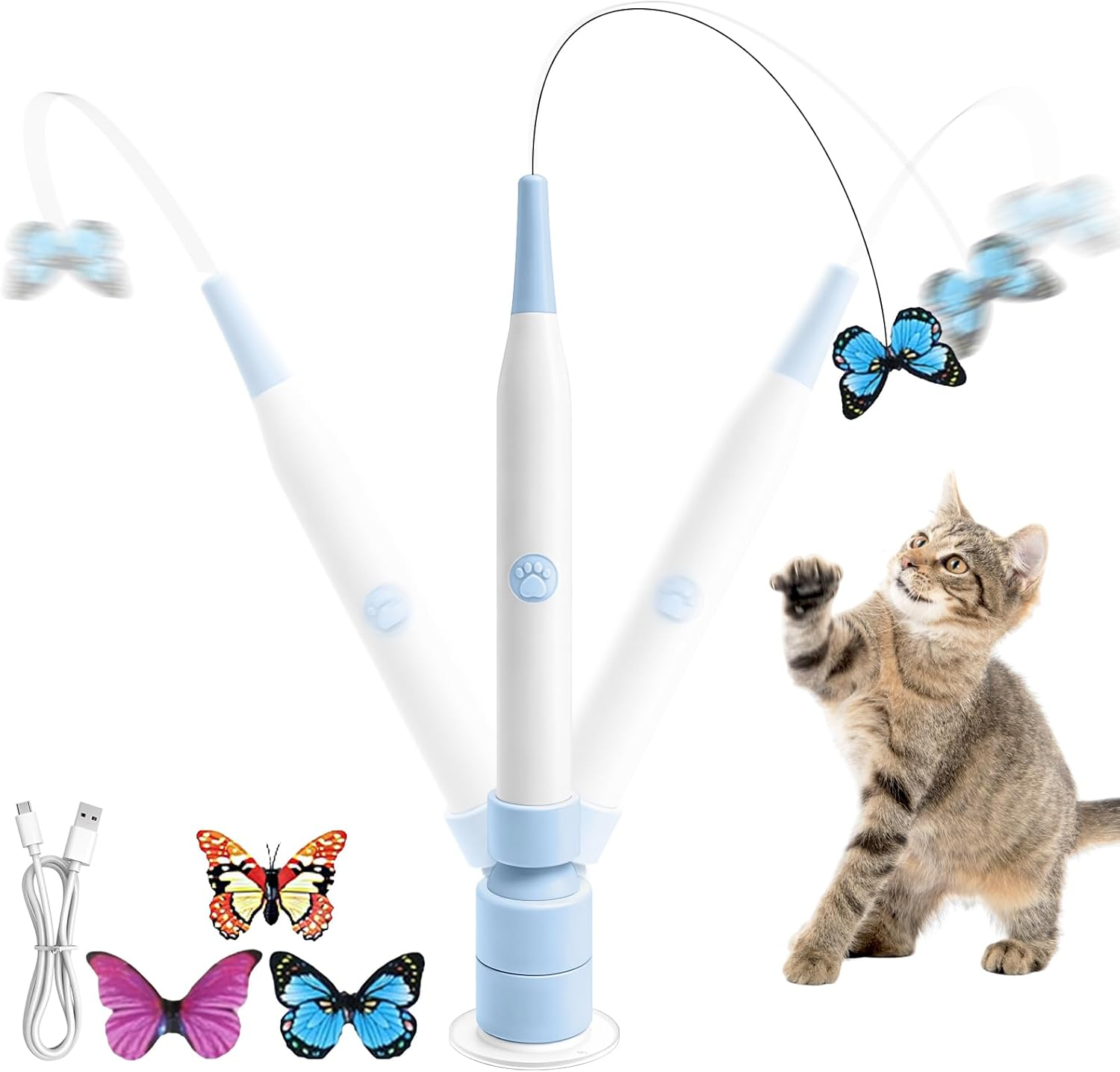 Rechargeable Automatic Cat Toy Butterfly Feather Suction