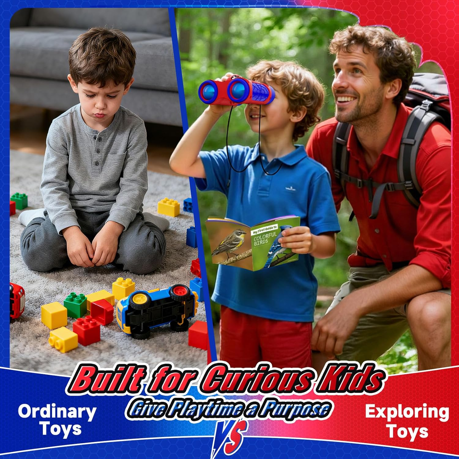 Kids Binoculars Bird Watching Compass Outdoor Toy Ages 3-12