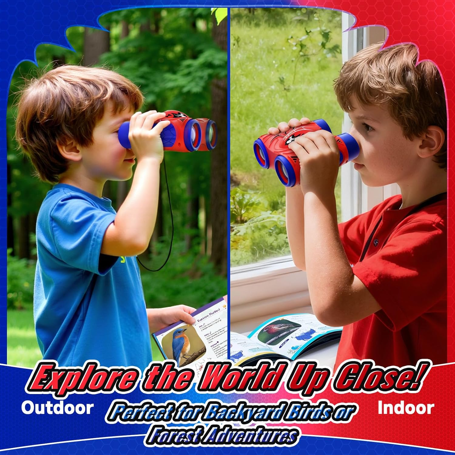 Kids Binoculars Bird Watching Compass Outdoor Toy Ages 3-12