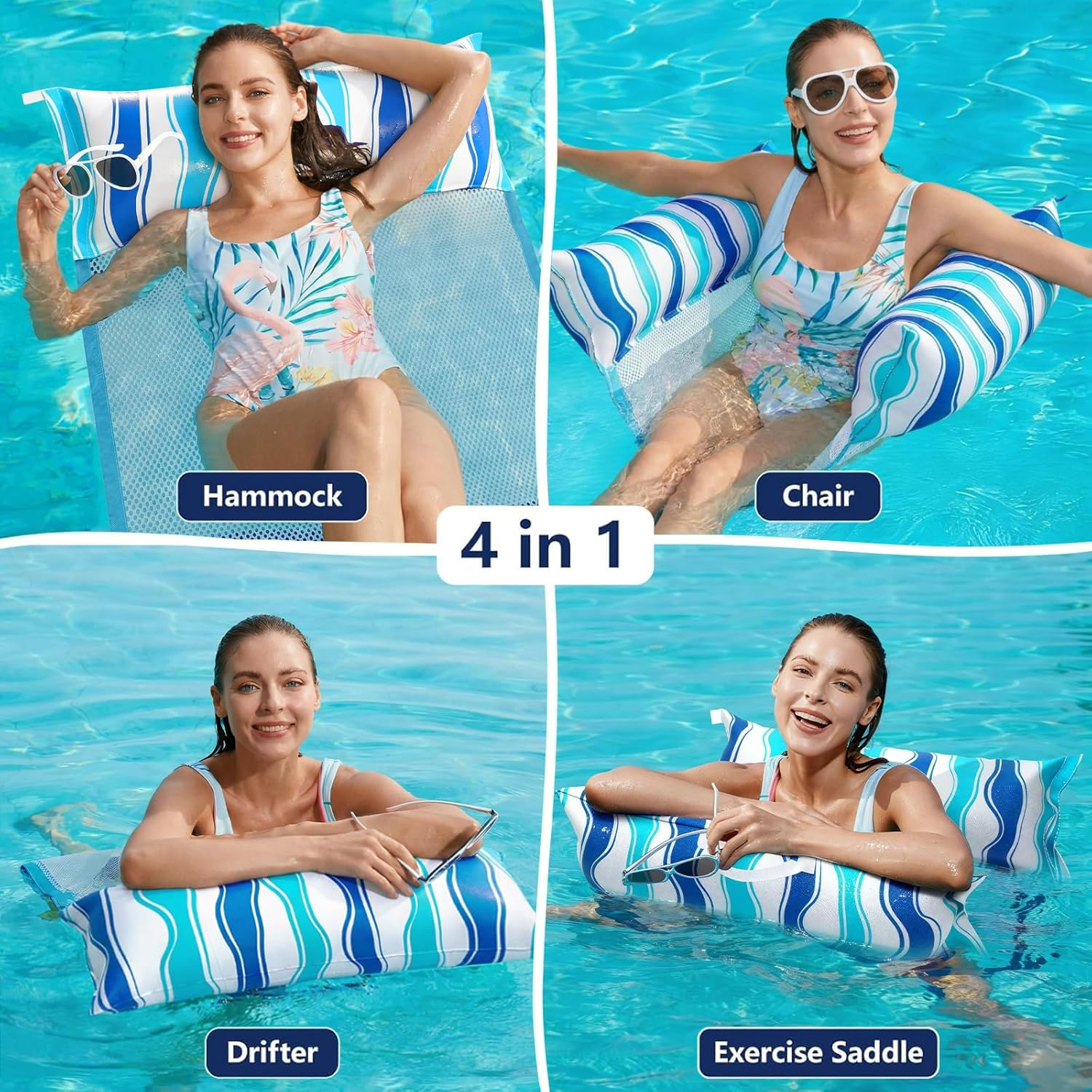 Jasonwell Pool Float Hammock Chair 2-Pack Floating Table