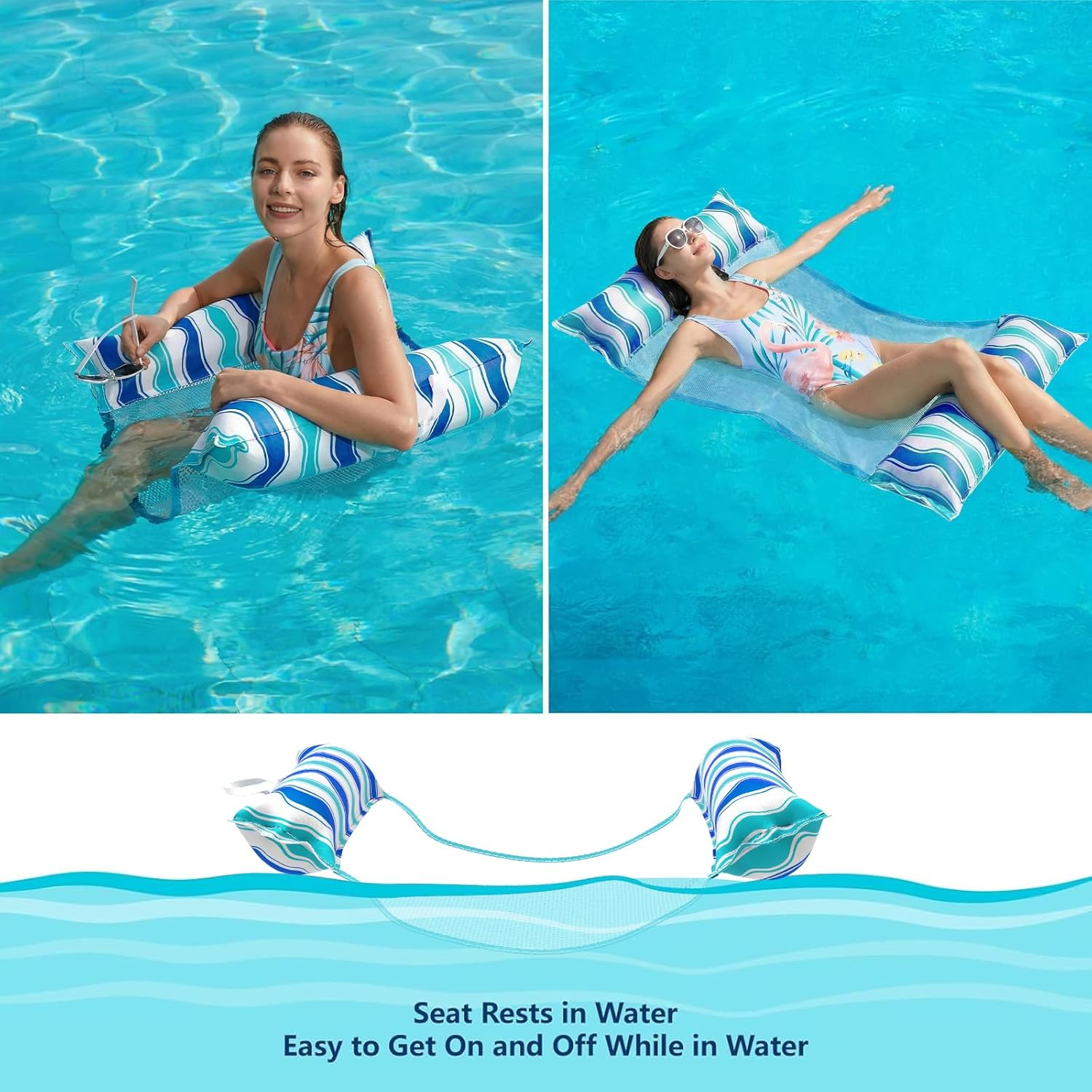 Jasonwell Pool Float Hammock Chair 2-Pack Floating Table