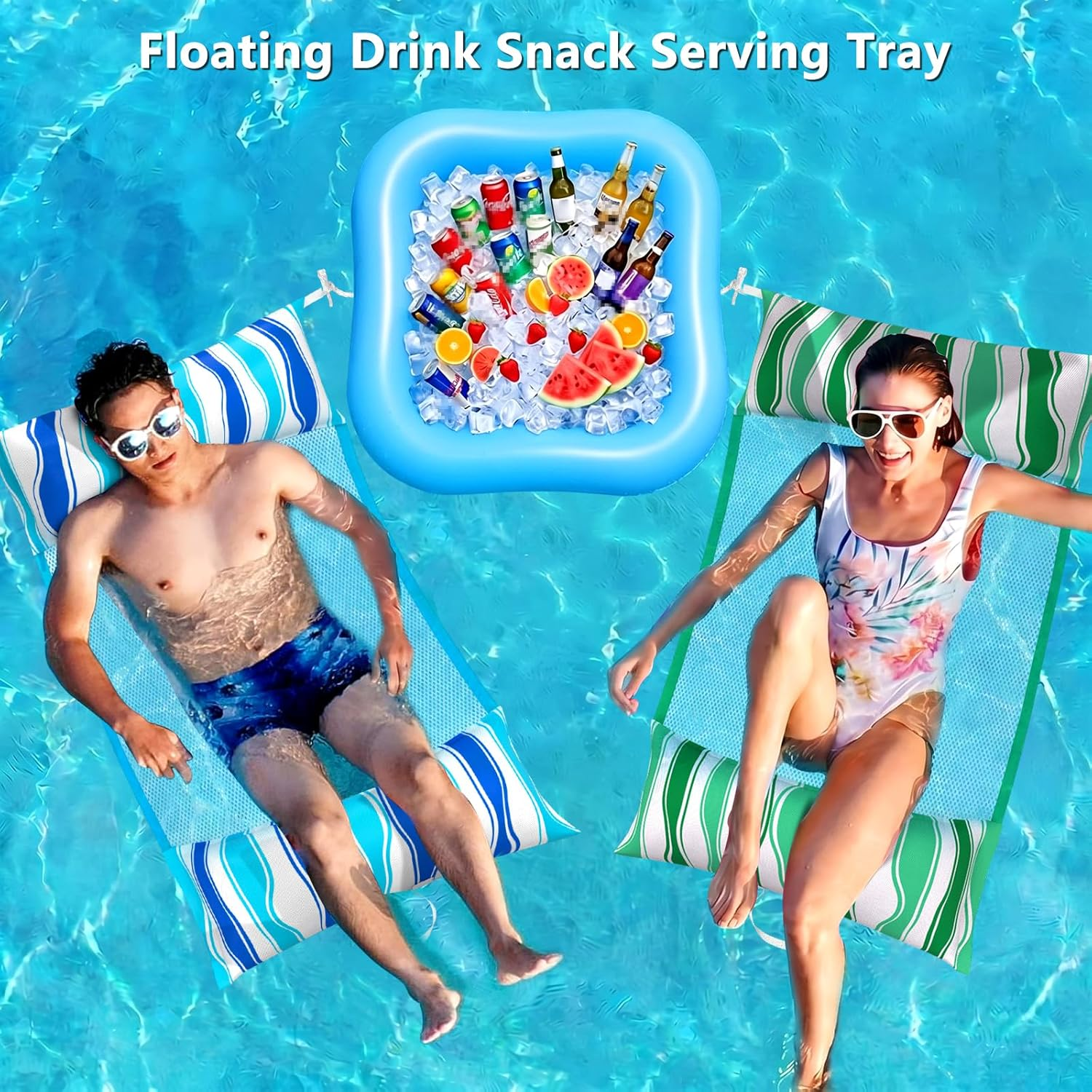 Jasonwell Pool Float Hammock Chair 2-Pack Floating Table