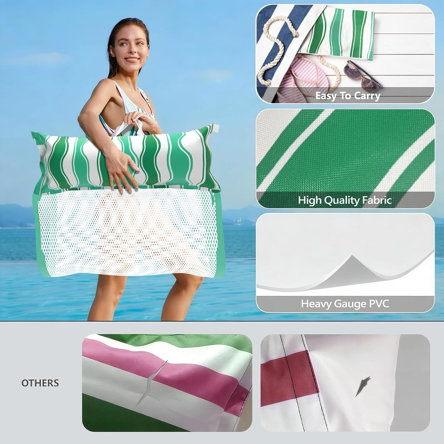 Jasonwell Pool Float Hammock Chair 2-Pack Floating Table