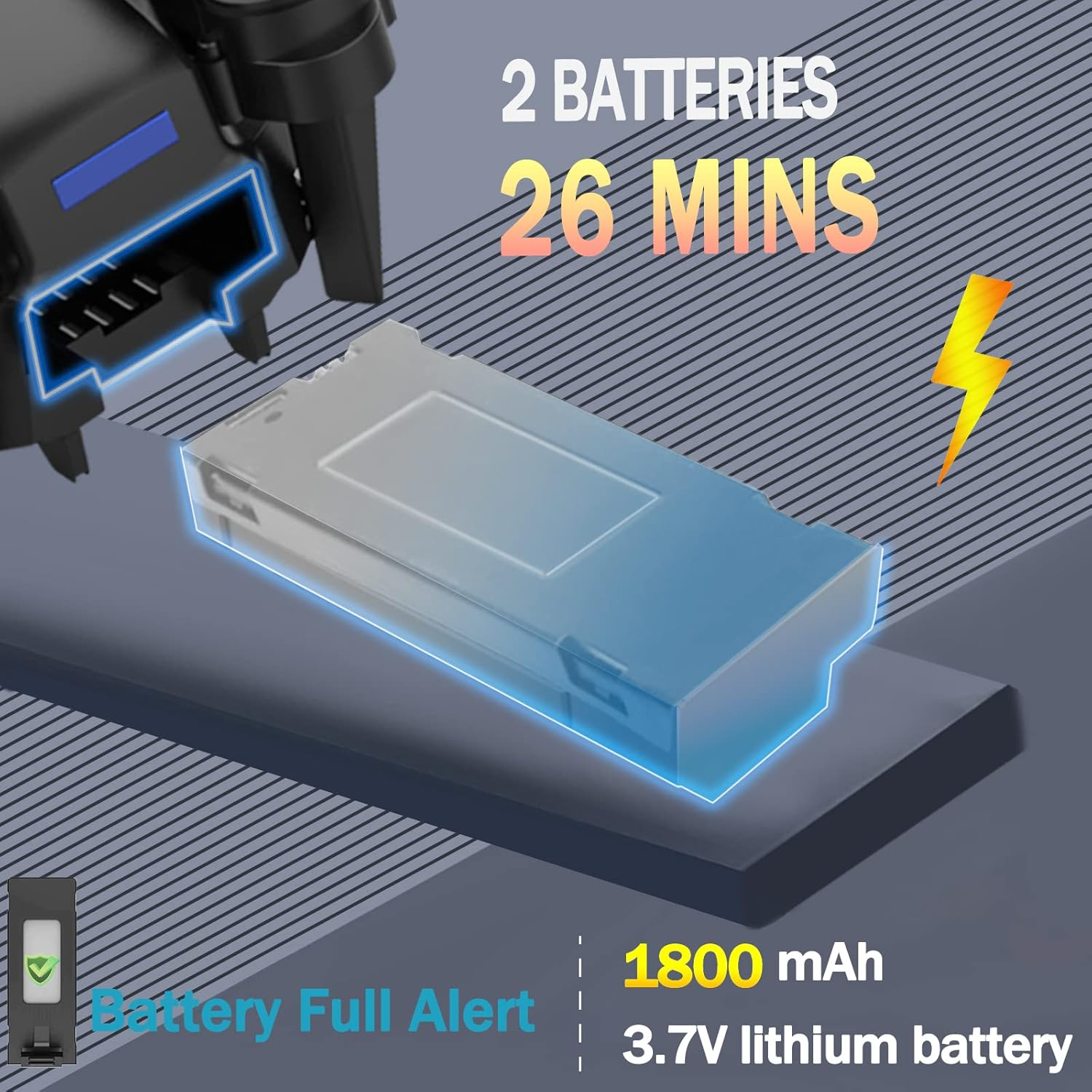 Drone 1080P Camera FPV Foldable 2 Batteries Carrying Case