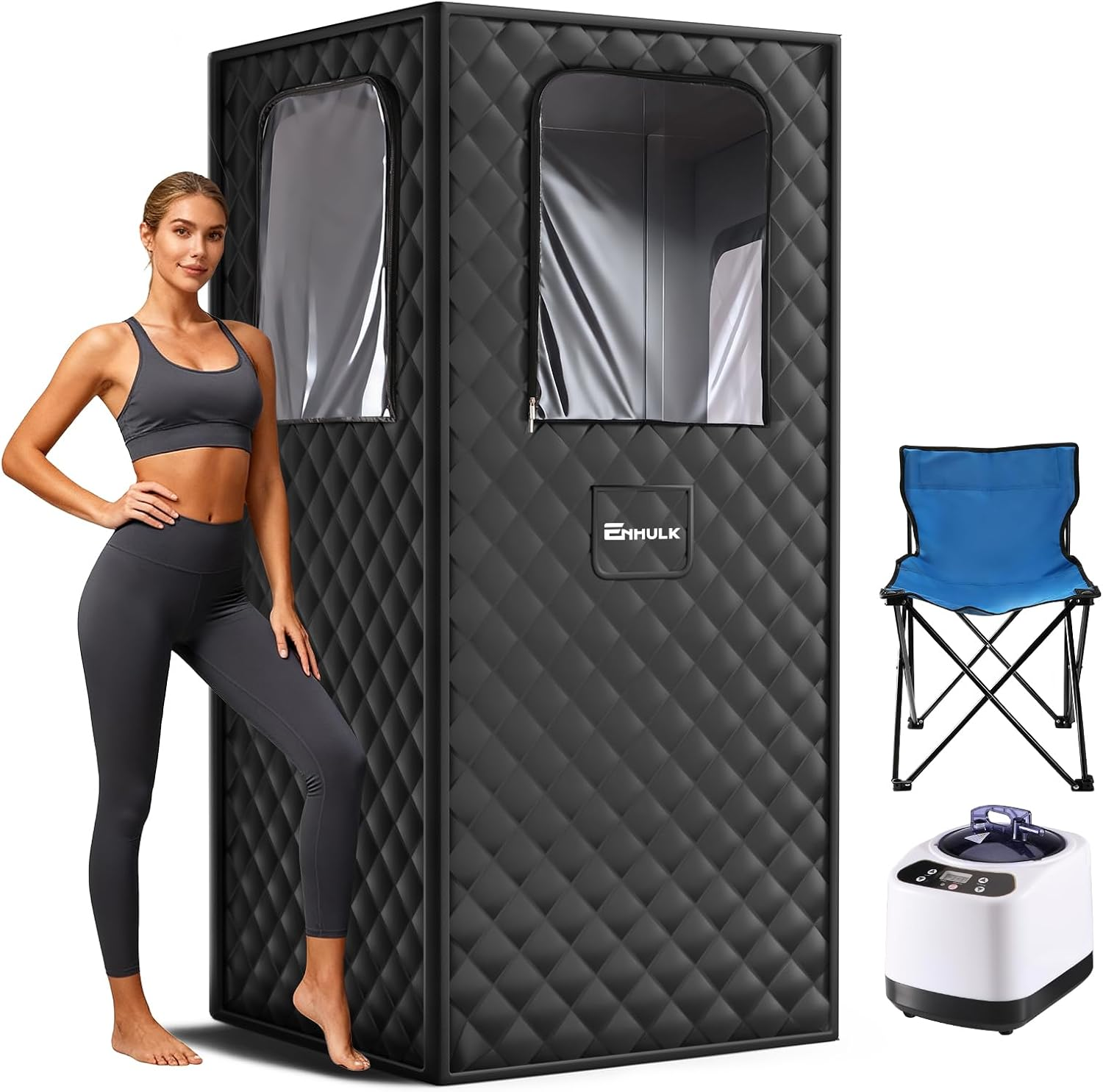 Portable Home Sauna - Personal Steam Sauna Tent with 3L Steamer 9 Temperature Levels & Folding Chair