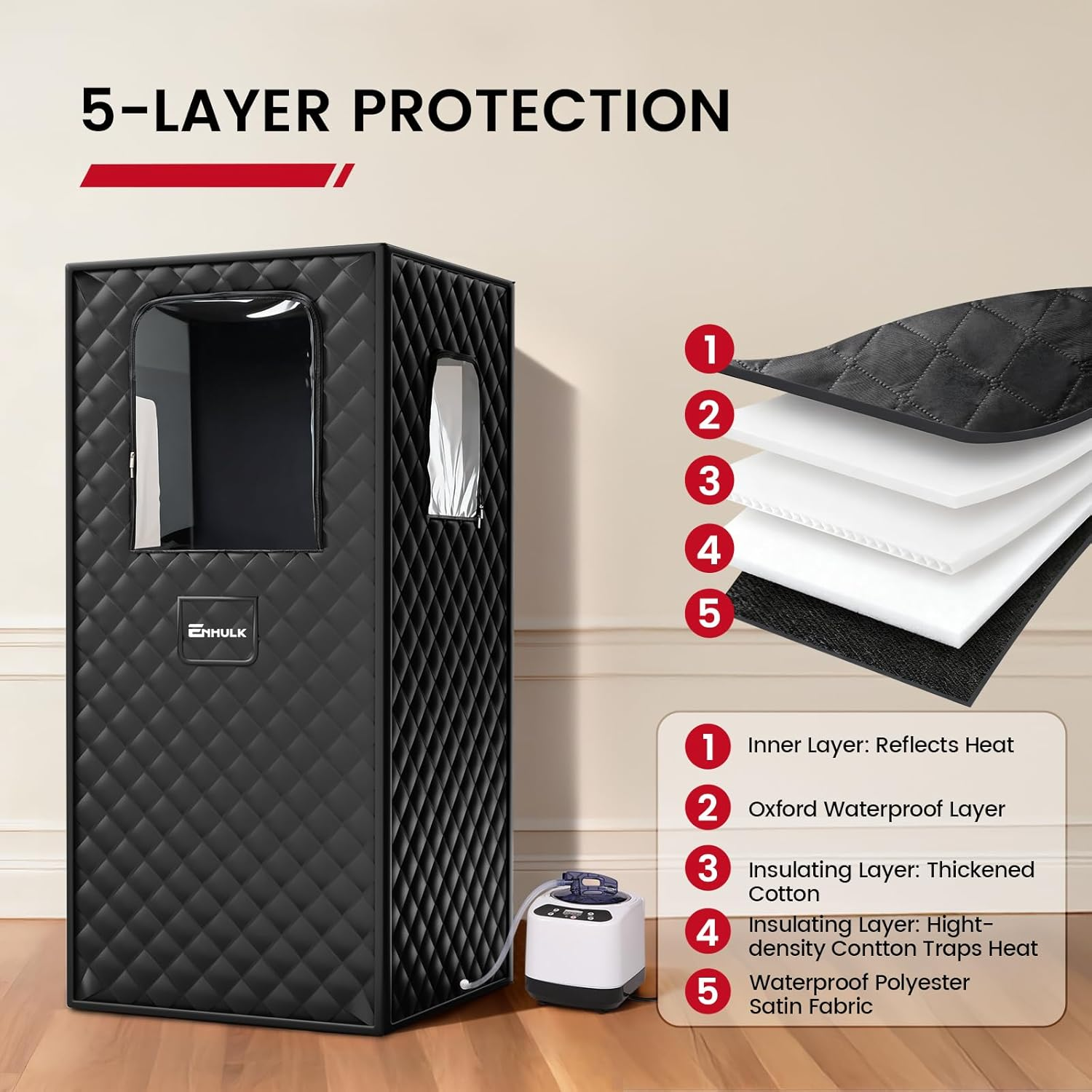 Portable Home Sauna - Personal Steam Sauna Tent with 3L Steamer 9 Temperature Levels & Folding Chair