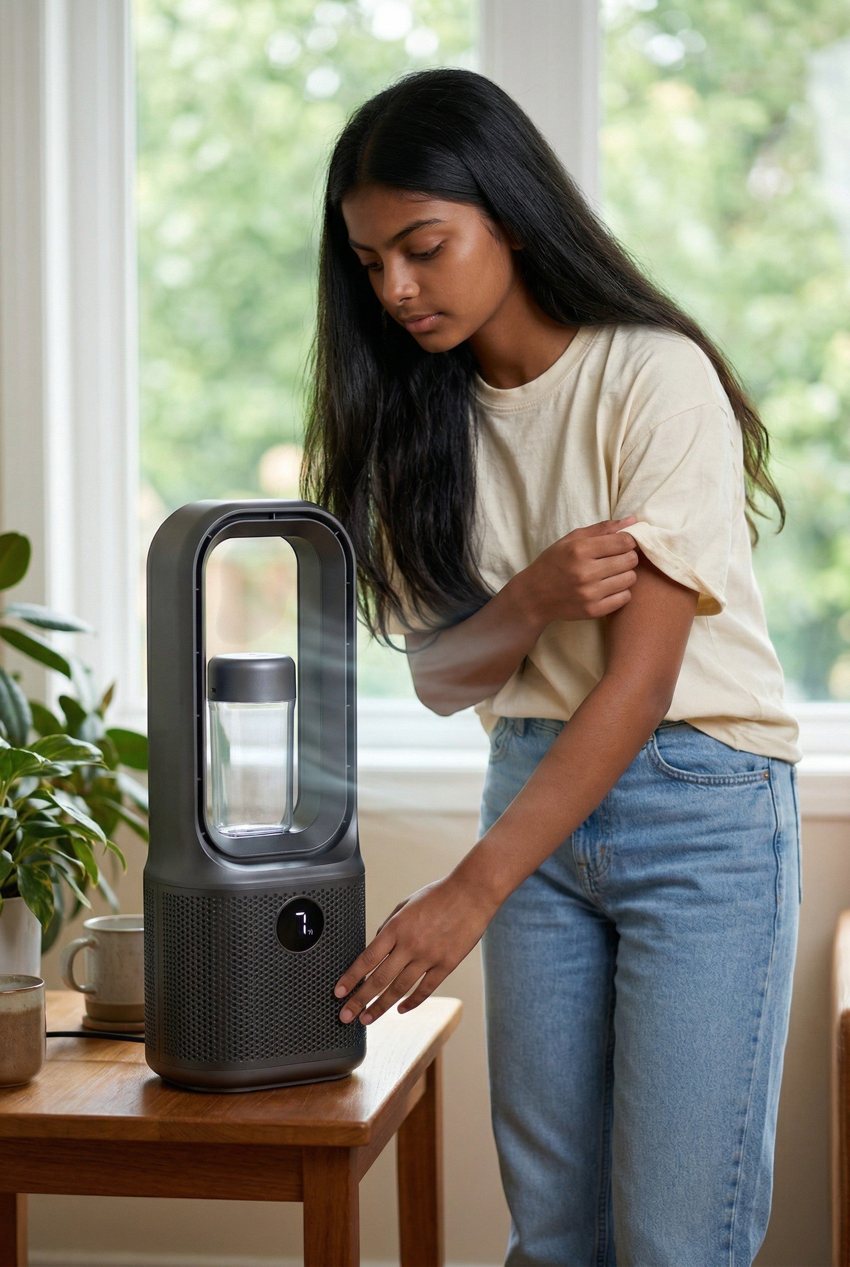 Hacdyta Bladeless Tower Fan & Air Purifier | Black