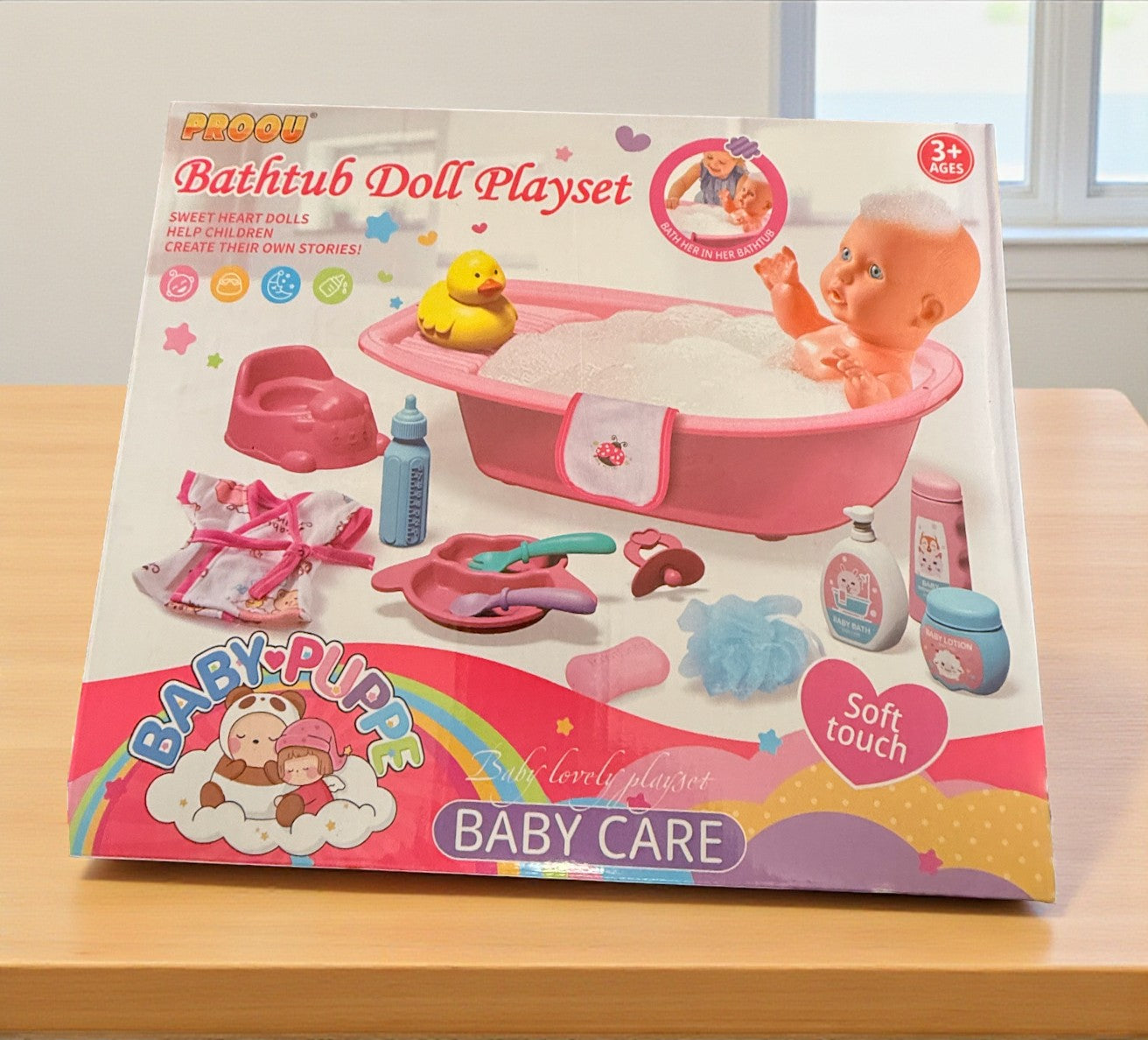 Bathtub Doll Play Set - Water Toys for Bath Time Fun Ages 2-5