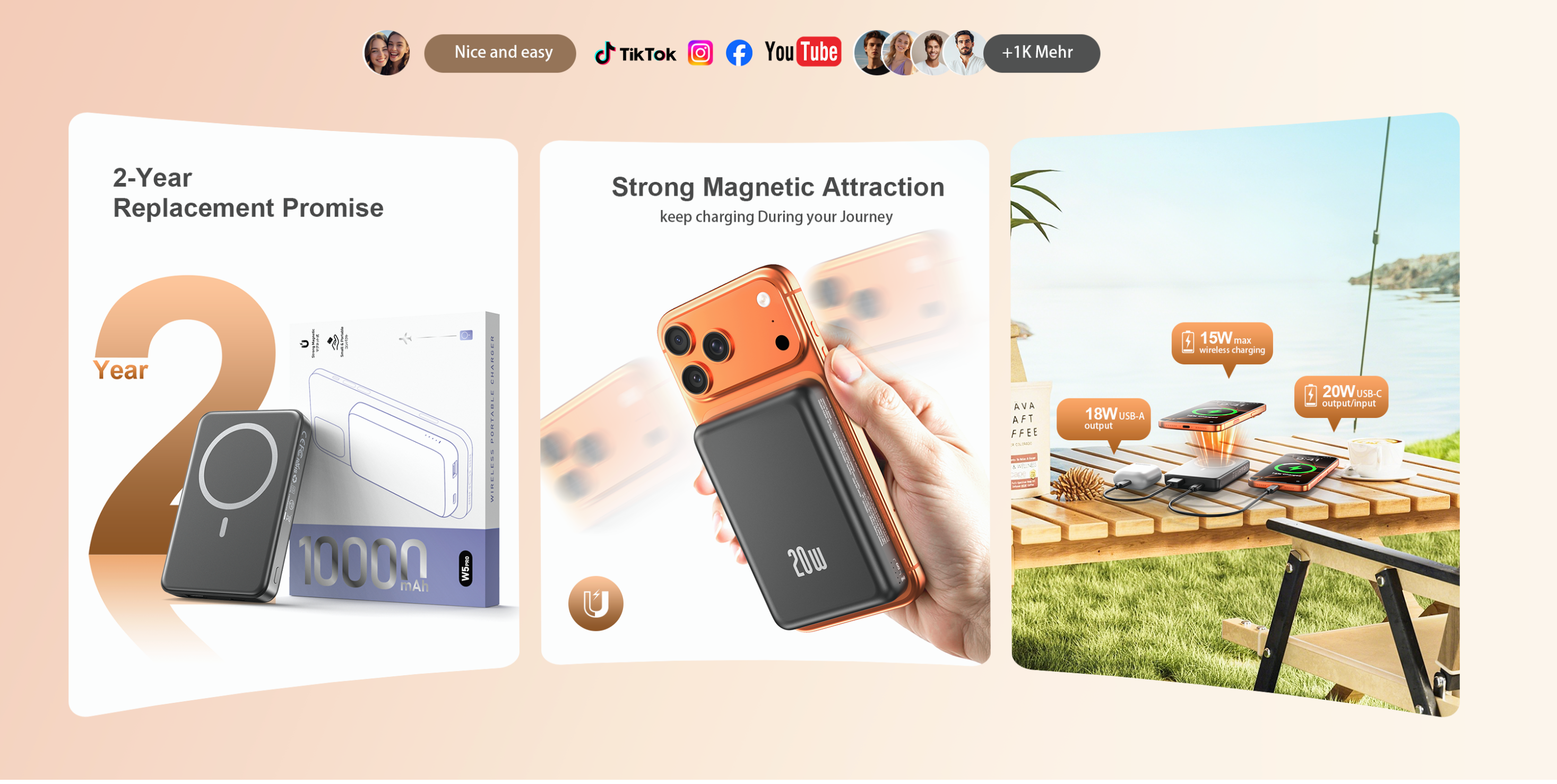 Portable Charger 10000mAh - Fast Charging Power Bank for iPhone, Samsung, and USB Devices - Compact Travel Battery Pack