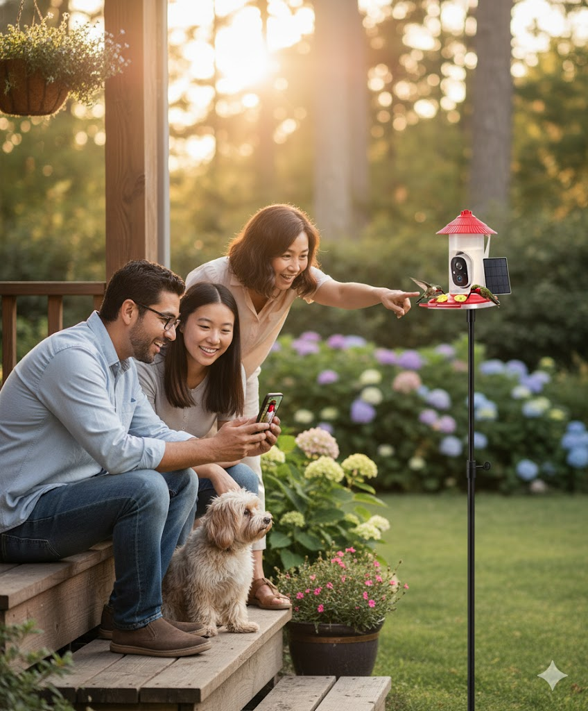 Hummingbird Feeder with Camera - Solar Powered 2K Smart Bird Feeder with AI Detection