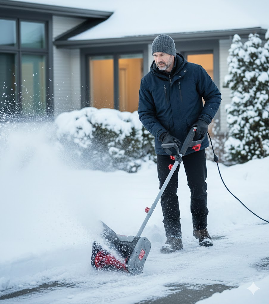 Heavy Duty Snow Shovel - Black Red Gray Ergonomic Winter Shovel