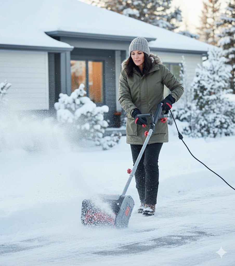 Heavy Duty Snow Shovel - Black Red Gray Ergonomic Winter Shovel