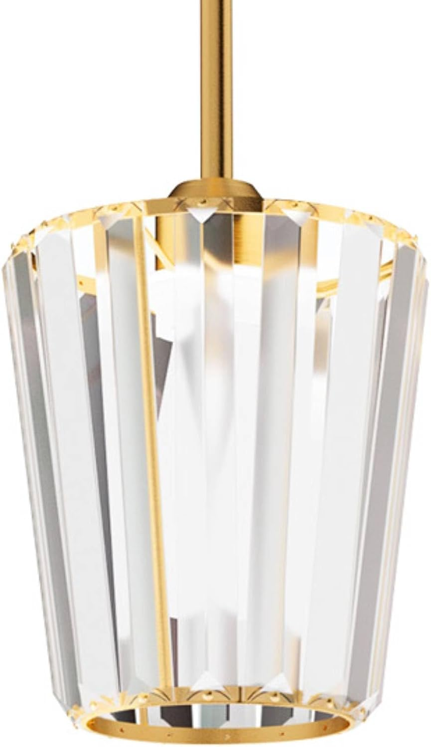 Crystal Pendant Lights for Kitchen Island - Modern Gold Mini Chandelier Fixtures with Adjustable Height, E26 Base for Dining Room, Bedroom, Hallway