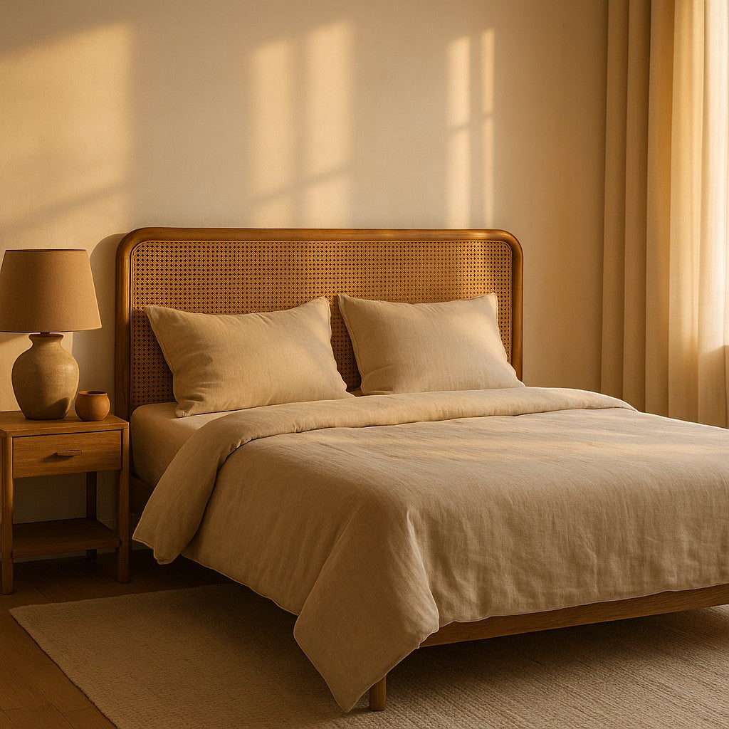 OUR JOY Linen Duvet Cover Set 3pc King Natural Soft Cool - lifestyle 5