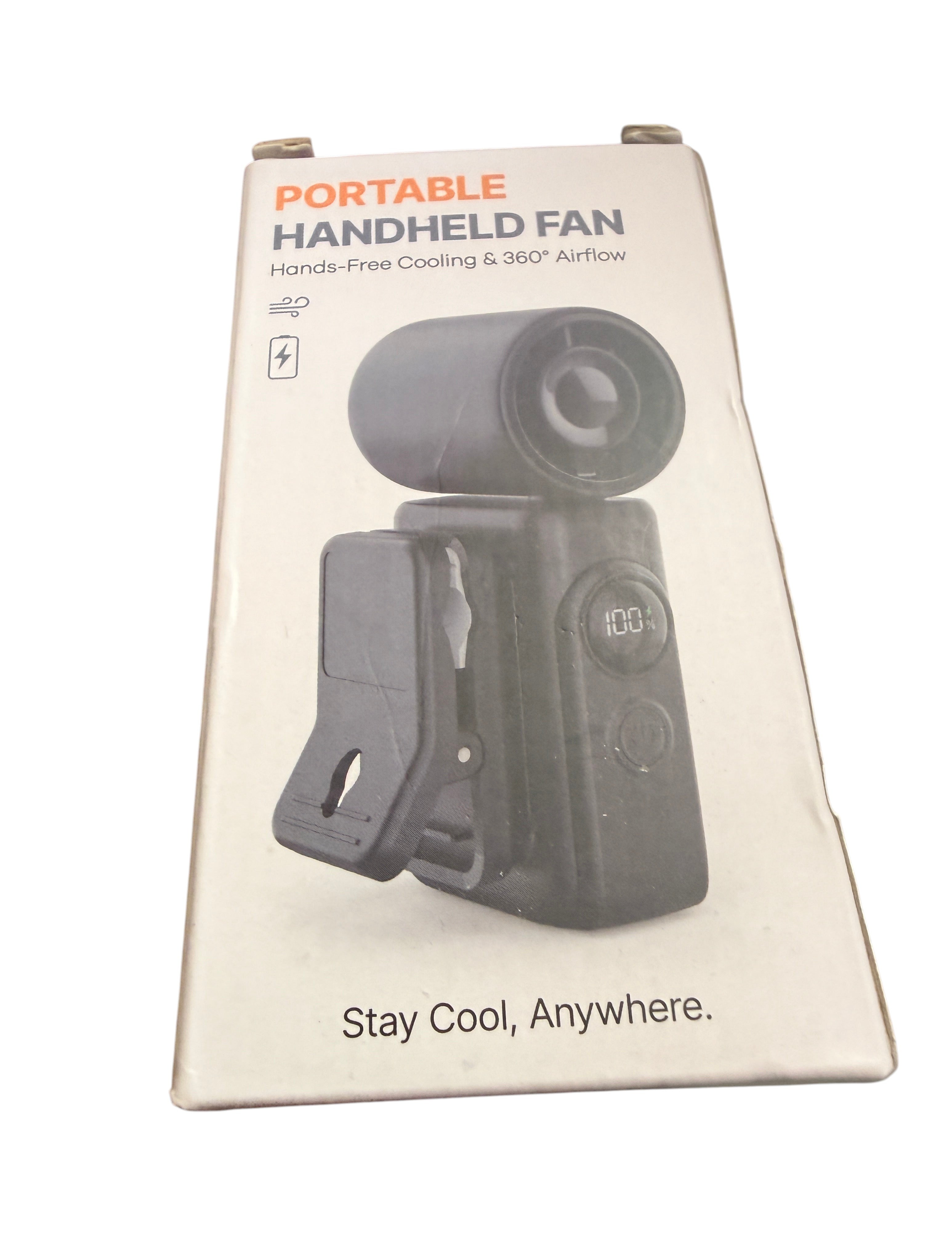Portable Clip-On Handheld Mini Fan Rechargeable Hands-Free - package front (truth)
