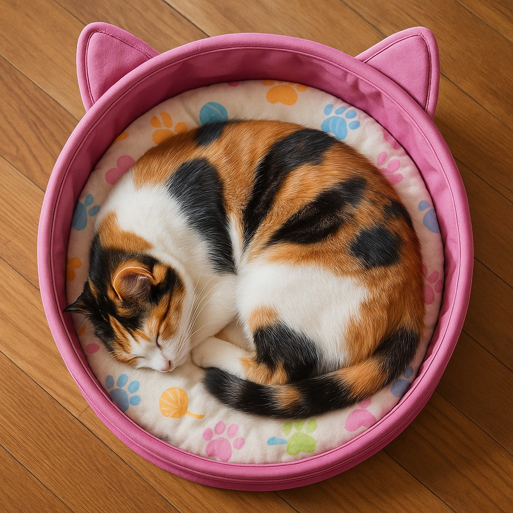 Dahlvs Cute Foldable Cat House Washable Pink 18in - lifestyle 2