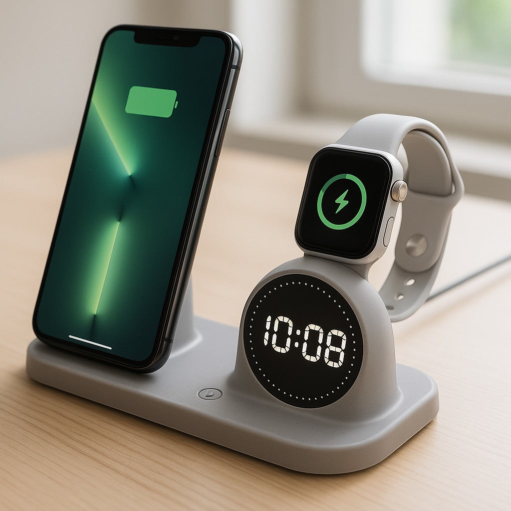 6-in-1 Multifunctional Wireless Charger 15W LED Clock - lifestyle 2
