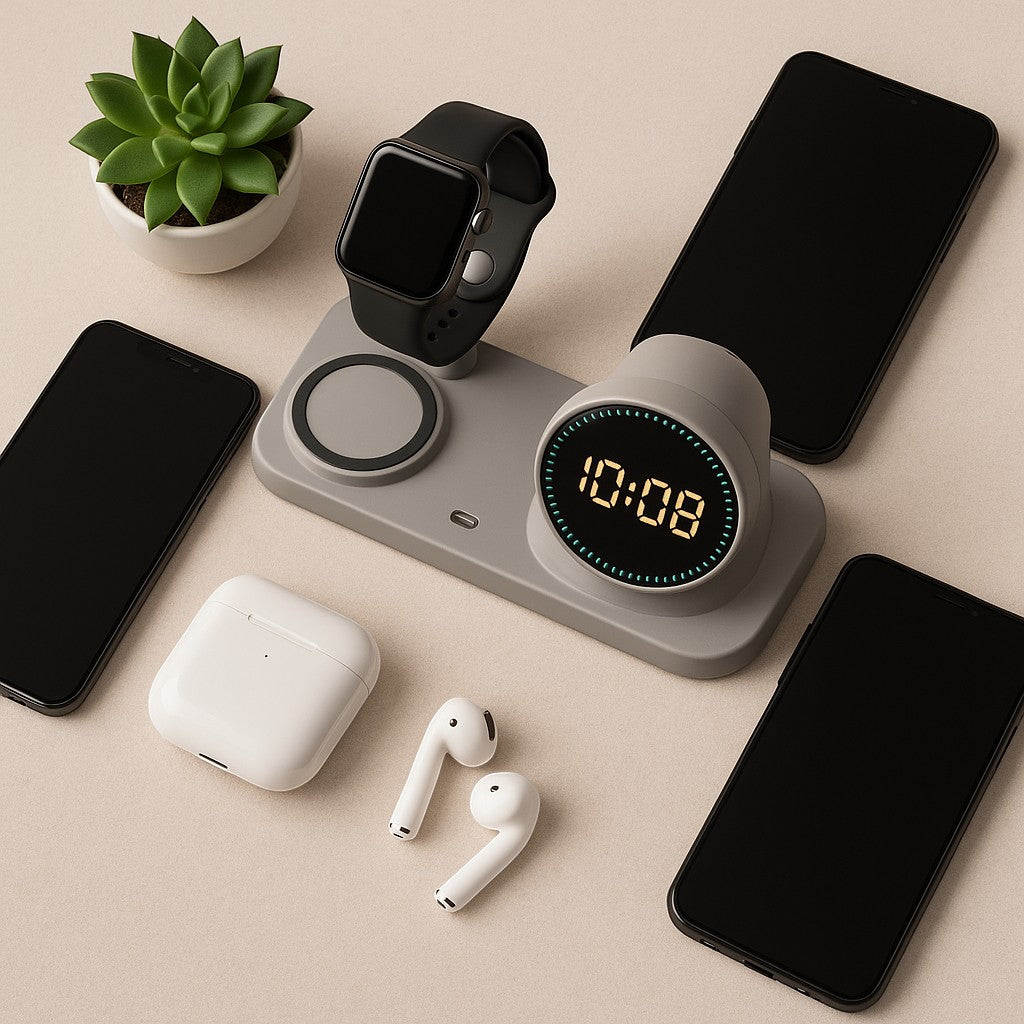 6-in-1 Multifunctional Wireless Charger 15W LED Clock - lifestyle 5