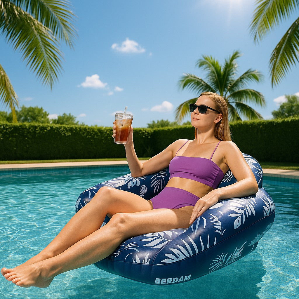 BERDAM Inflatable Pool Float Chair — Lounger for Adults - lifestyle 1