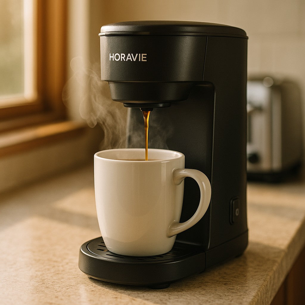 Horavie Single-Cup Coffee Maker — K-Pod & Ground, Hot/Iced - lifestyle 1