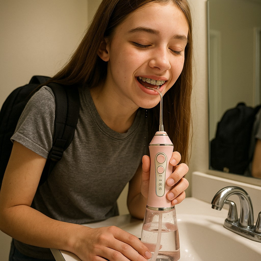 JIC205 Portable Water Flosser — Pink, 5 Modes, 200ml - lifestyle 6
