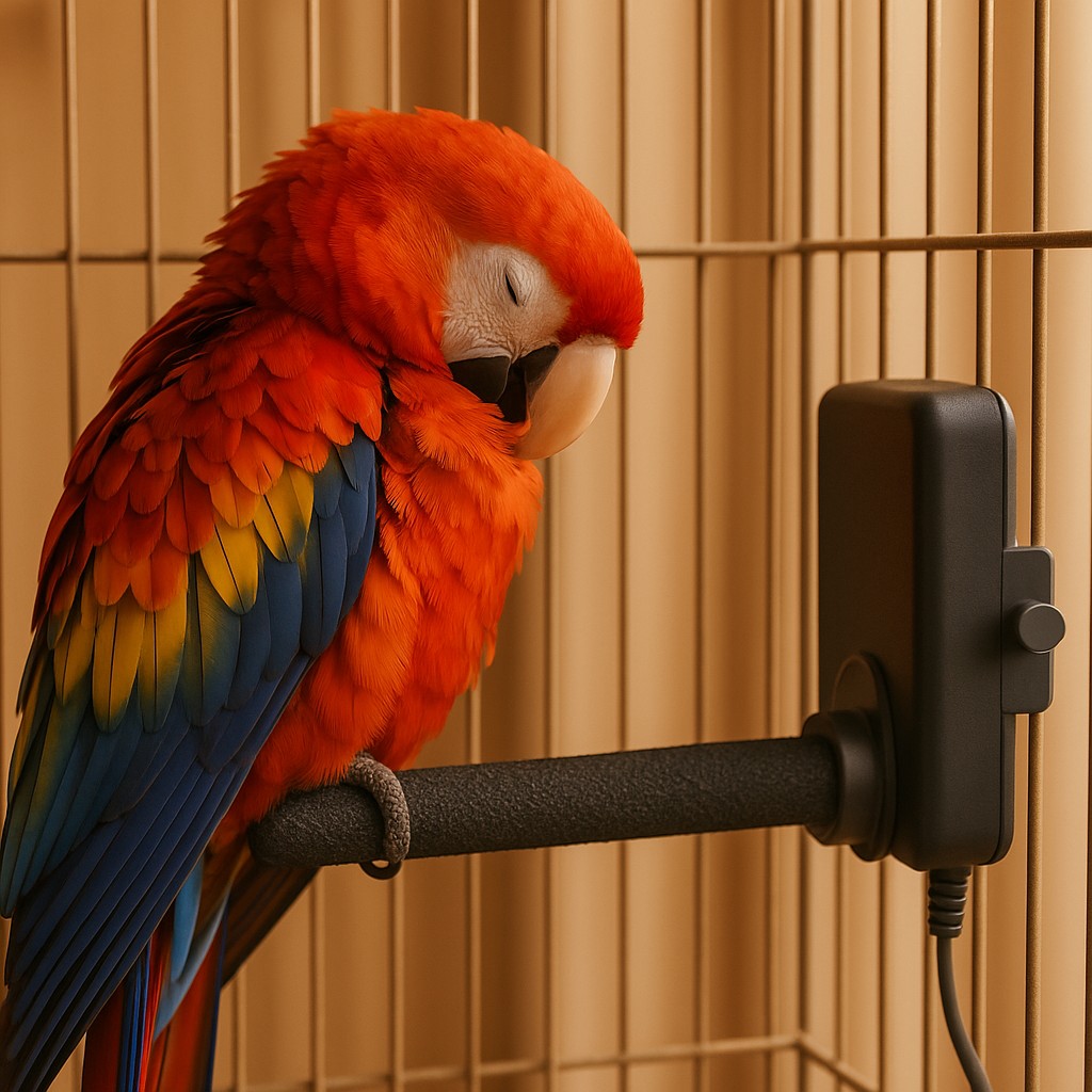 Pet Bird Cage Heater 12V — Heated Perch, Constant Temp - lifestyle 2