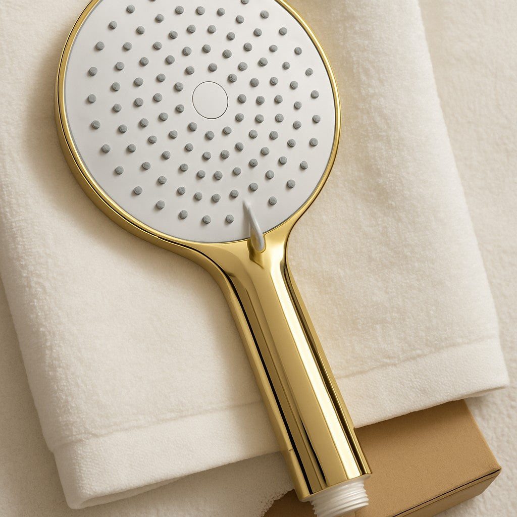 Gold & White Round High-Pressure Handheld Shower Head - lifestyle 6