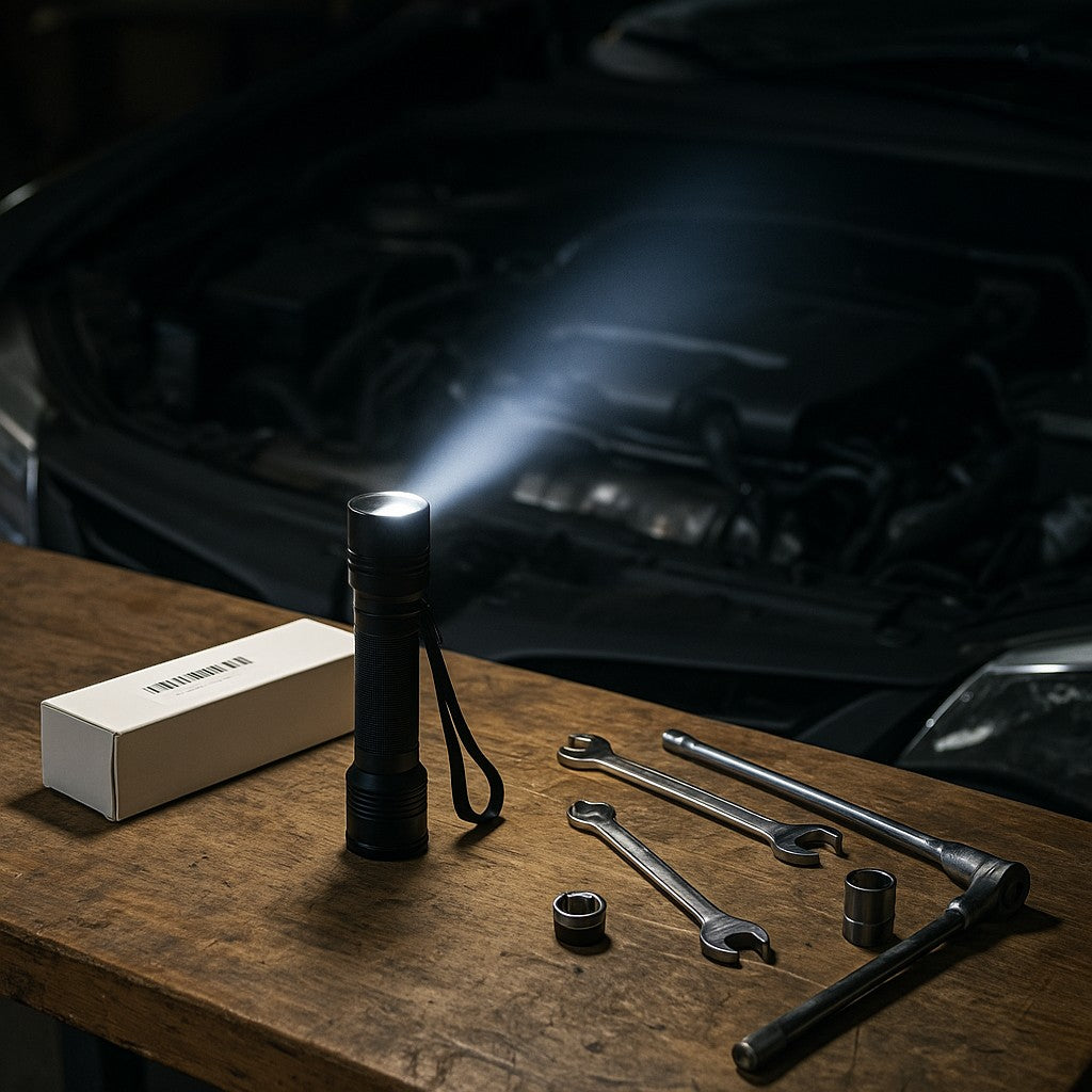 Black Tactical Flashlight — Rechargeable Zoomable LED - lifestyle 4