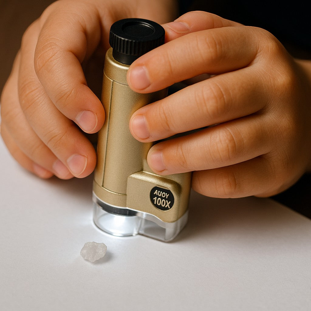 Alloy Pocket Microscope 100X-250X Mini STEM Toy for Kids - lifestyle 2