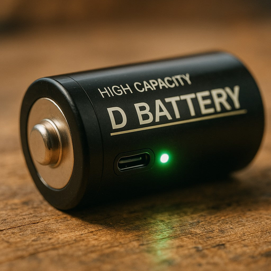 USB-C Rechargeable D Batteries 1.5V 2-Pack Type-C Charging