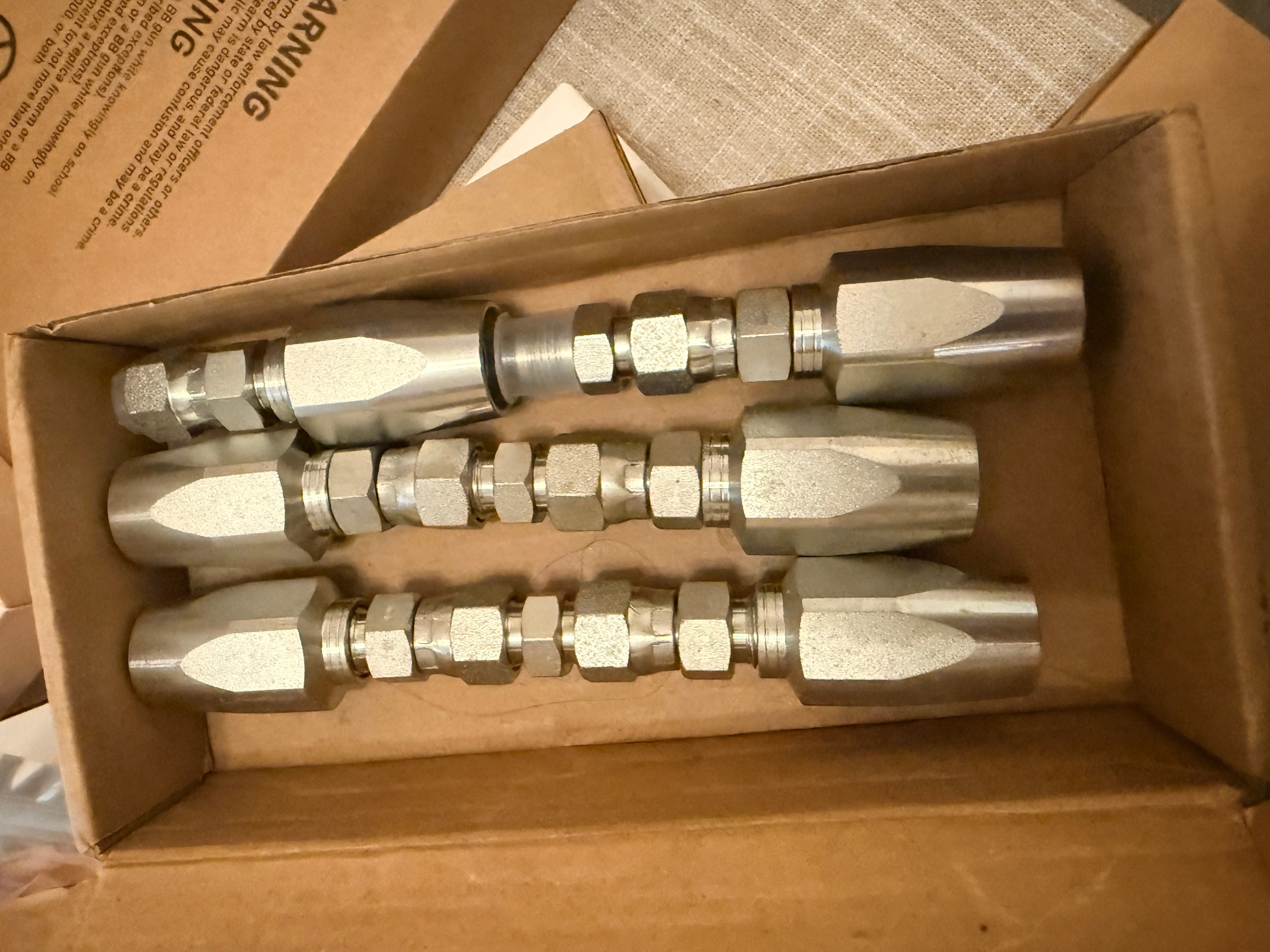 HOTROSE 3/8" Hydraulic Hose Fittings 3-Pack Silver Steel