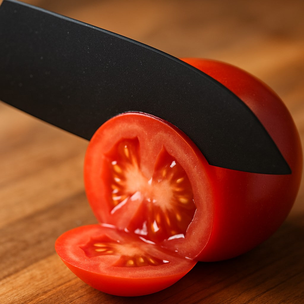 6-Piece Kitchen Knife Set Black Non-Stick With Sheaths