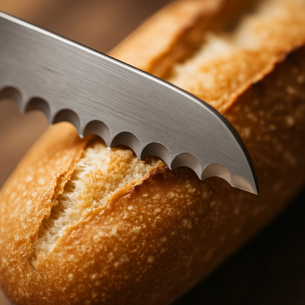 Serrated Bread Knife Stainless Steel Black Gift Box
