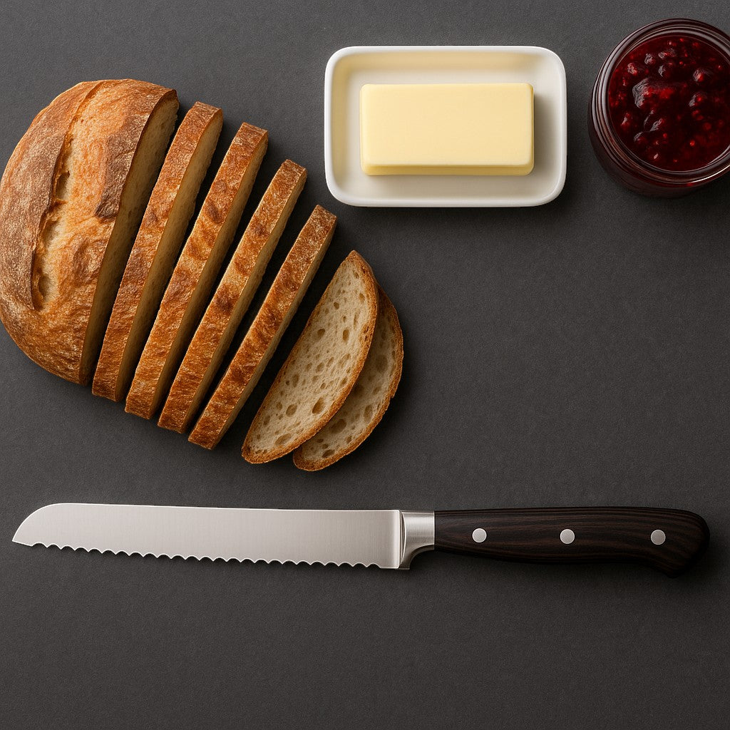 Serrated Bread Knife Stainless Steel Black Gift Box