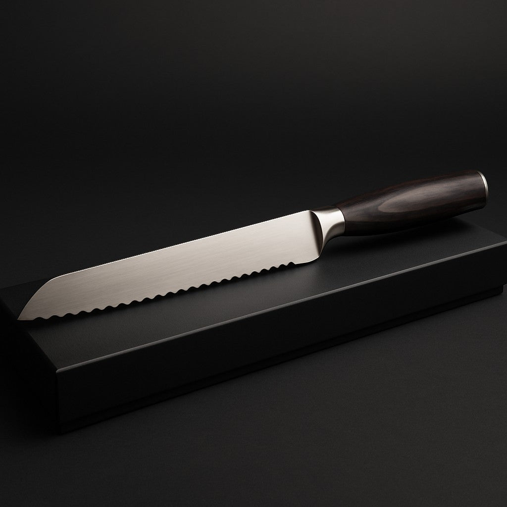Serrated Bread Knife Stainless Steel Black Gift Box