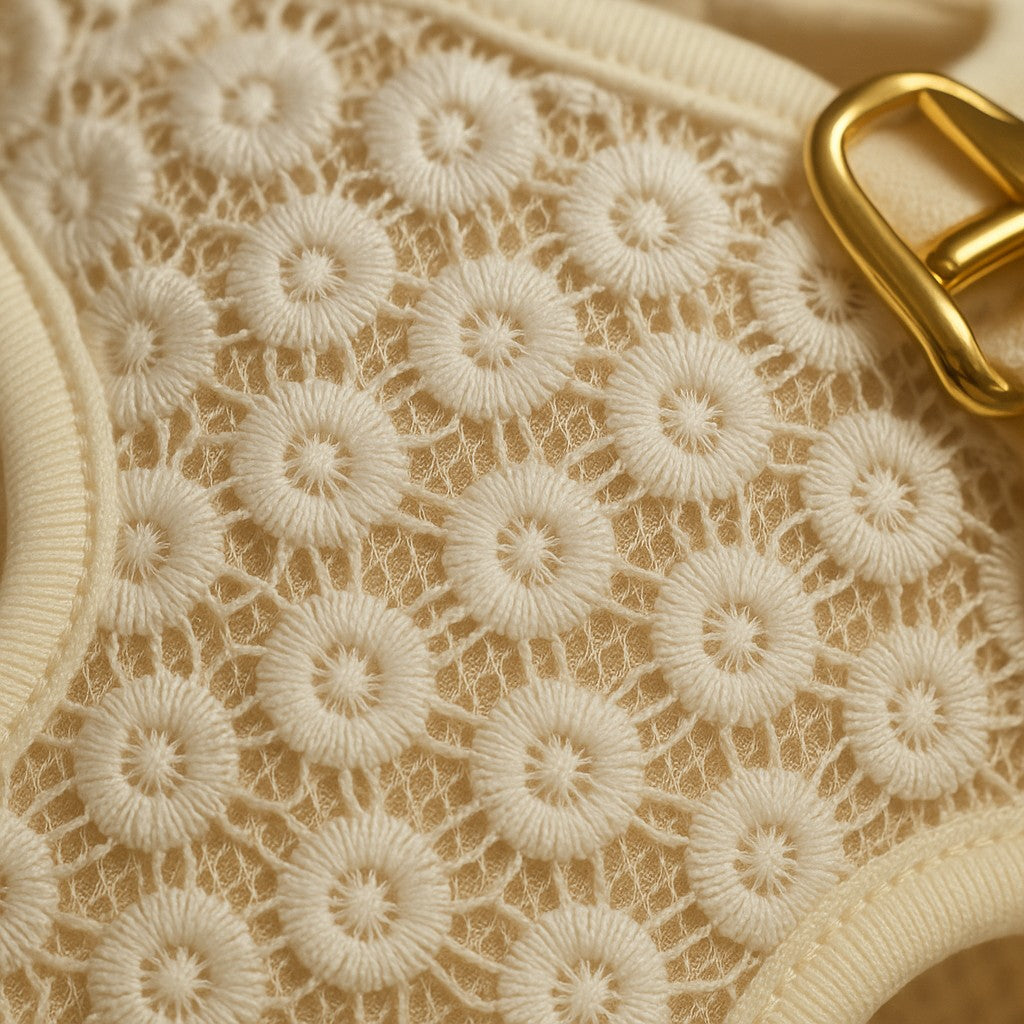 BobsnTails Cream Daisy Lace Harness - lifestyle 2