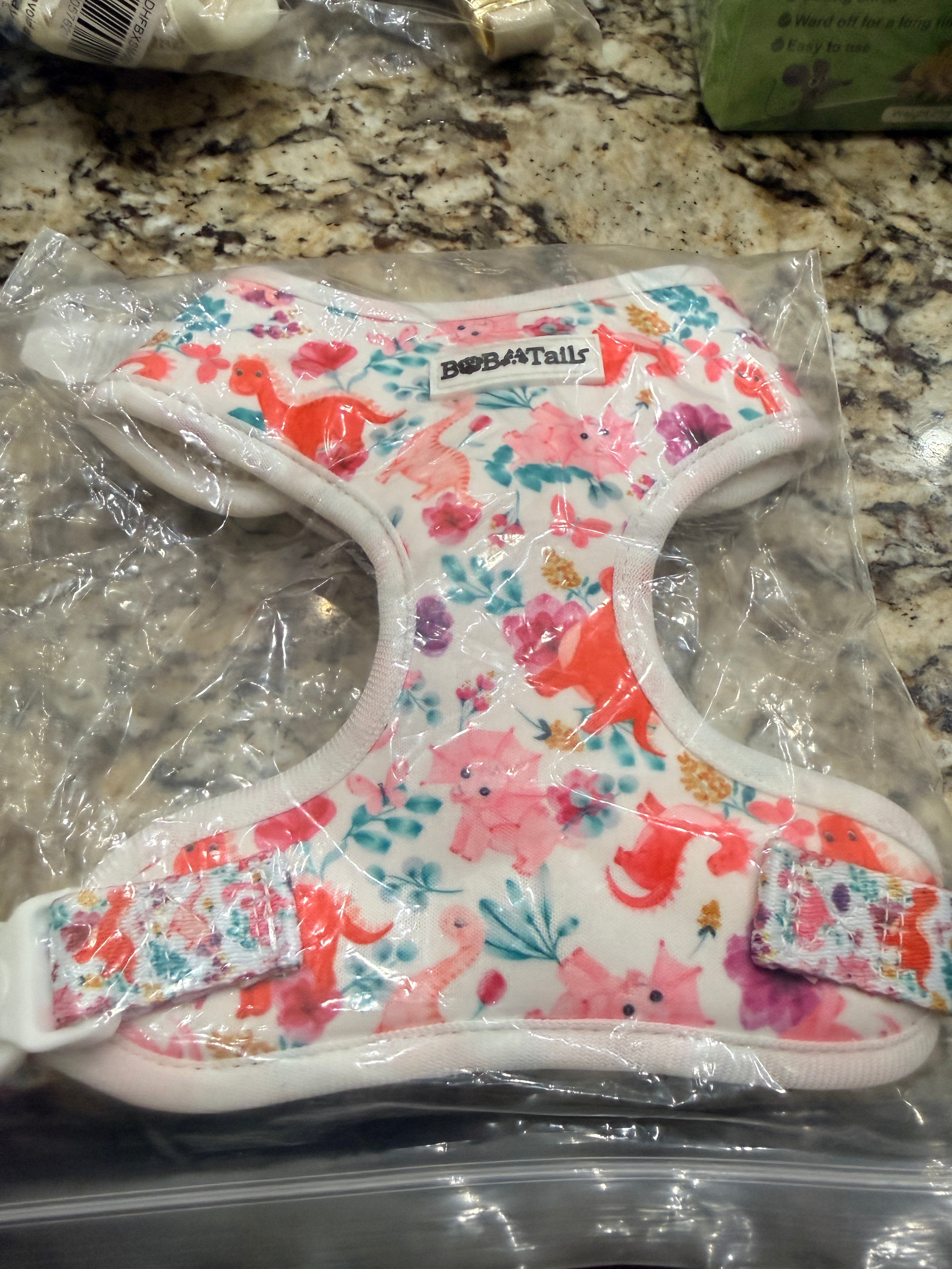 BobsnTails Pink Floral Harness - front