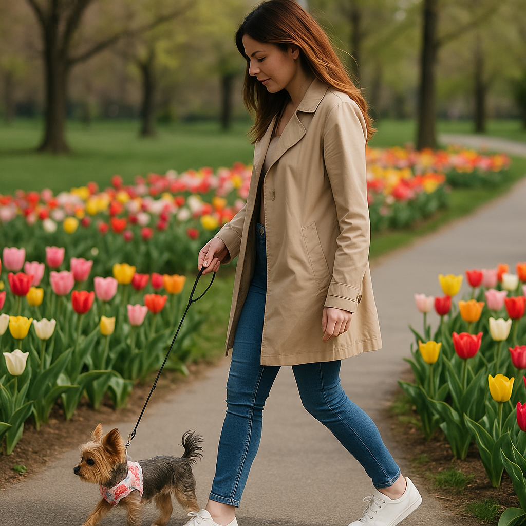 BobsnTails Pink Floral Harness - lifestyle 3