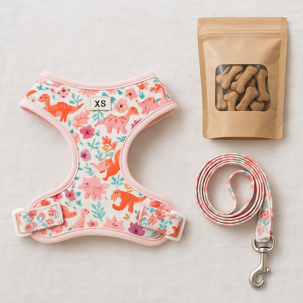 BobsnTails Pink Floral Harness - lifestyle 4