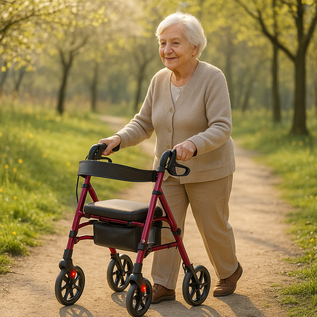 Vitopa Rollator Walker w/ Seat 350lb 8in Wheel Foldable lifestyle 1