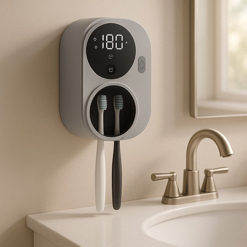 Dual Toothbrush Sterilizer UV Wall Mount Holder